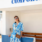 Women's Blue Floral Mini Dress