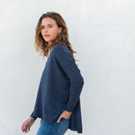 Women's Blue Collared V-Neck Sweater One Size