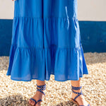 Women's Blue Tiered Maxi Resort Dress
