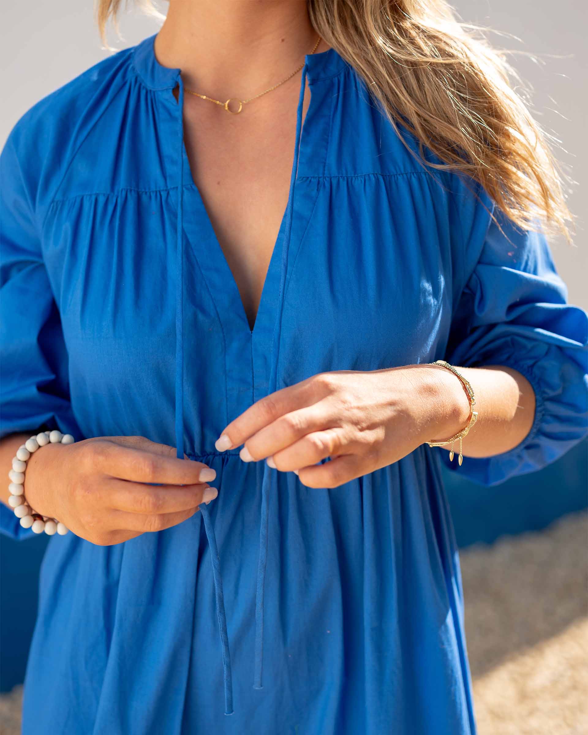 Women's Blue Tiered Maxi Resort Dress