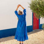 Women's Blue Tiered Maxi Resort Dress