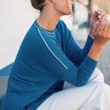 Women's Blue Oversized Crewneck Sweater