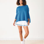 Women's Blue Oversized Crewneck Sweater