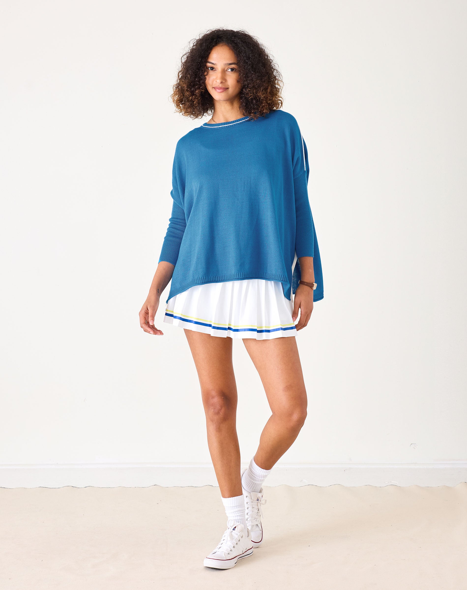 Women's Blue Oversized Crewneck Sweater