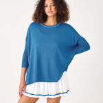 Women's Blue Oversized Crewneck Sweater