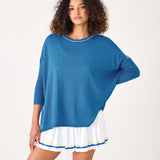 Women's Blue Oversized Crewneck Sweater