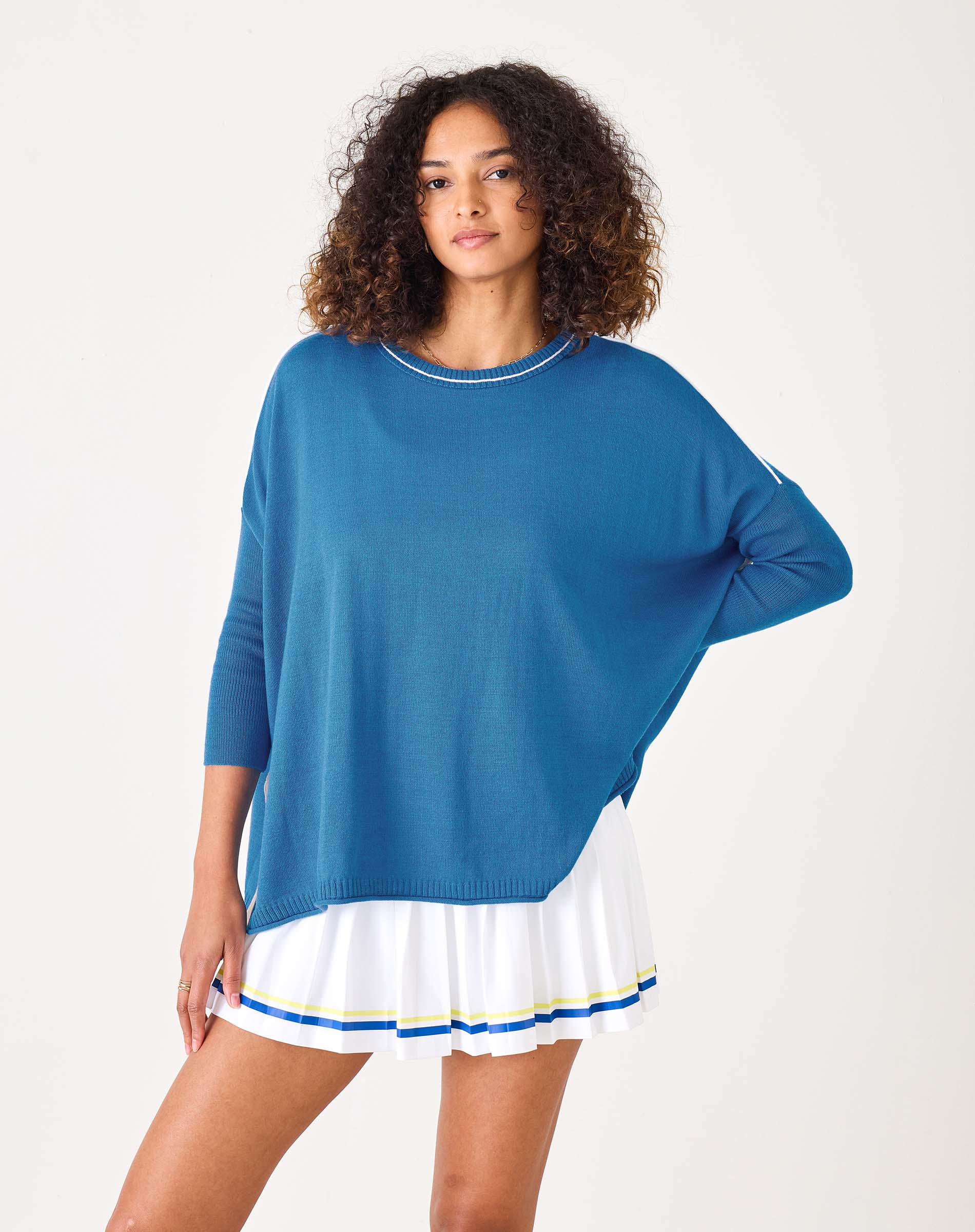 Women's Blue Oversized Crewneck Sweater
