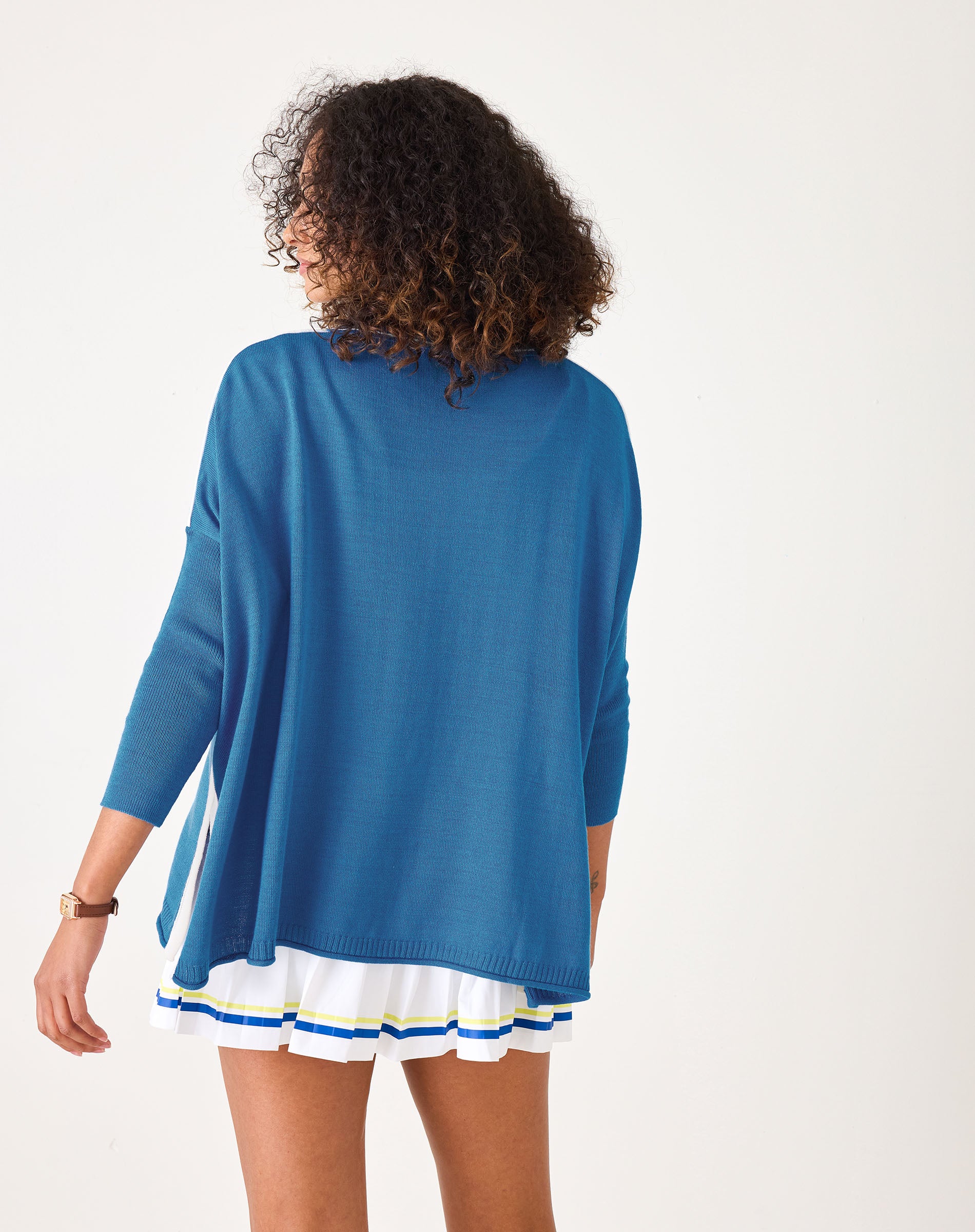Women's Blue Oversized Crewneck Sweater