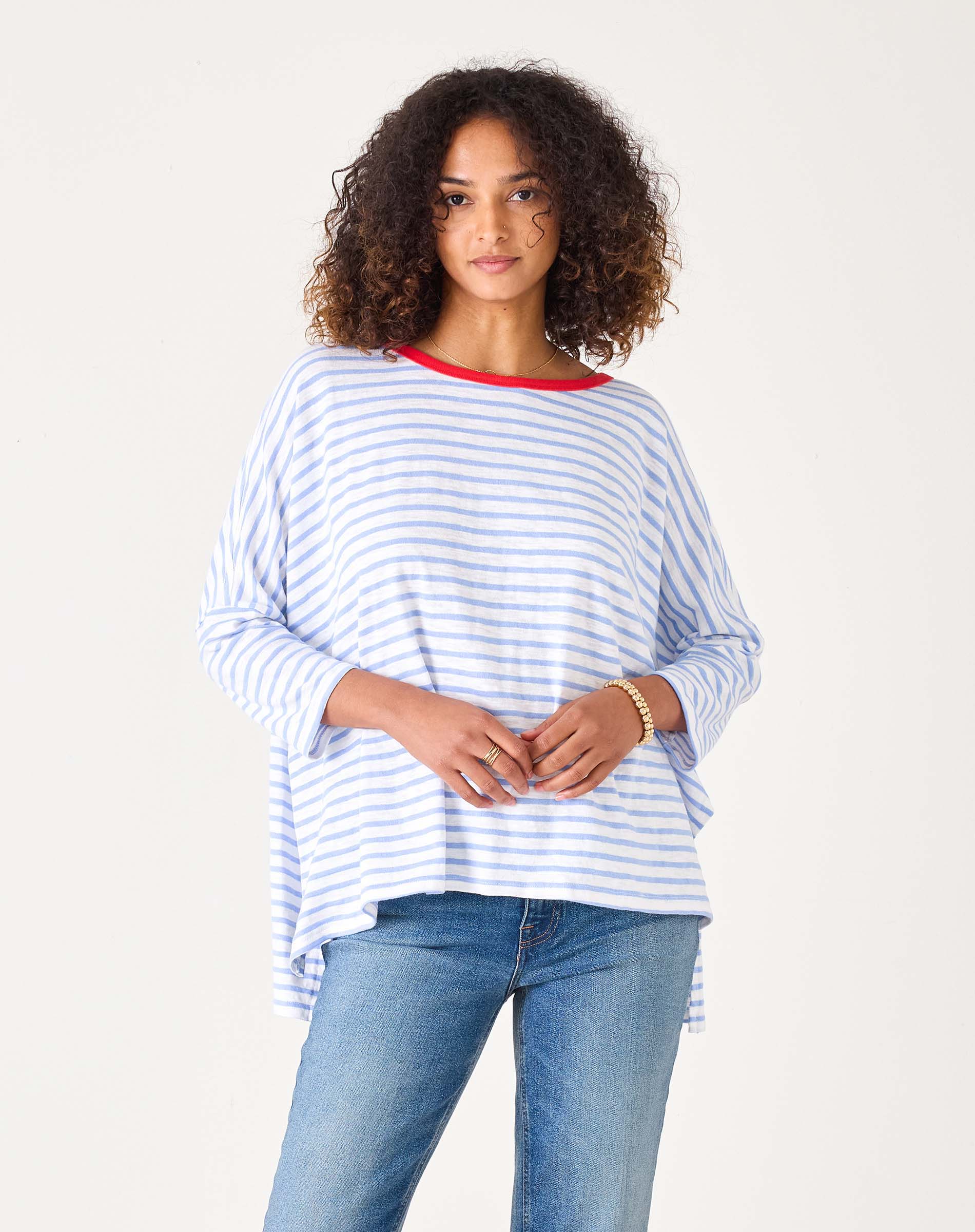 Women's Light Blue Striped One Sized Tee