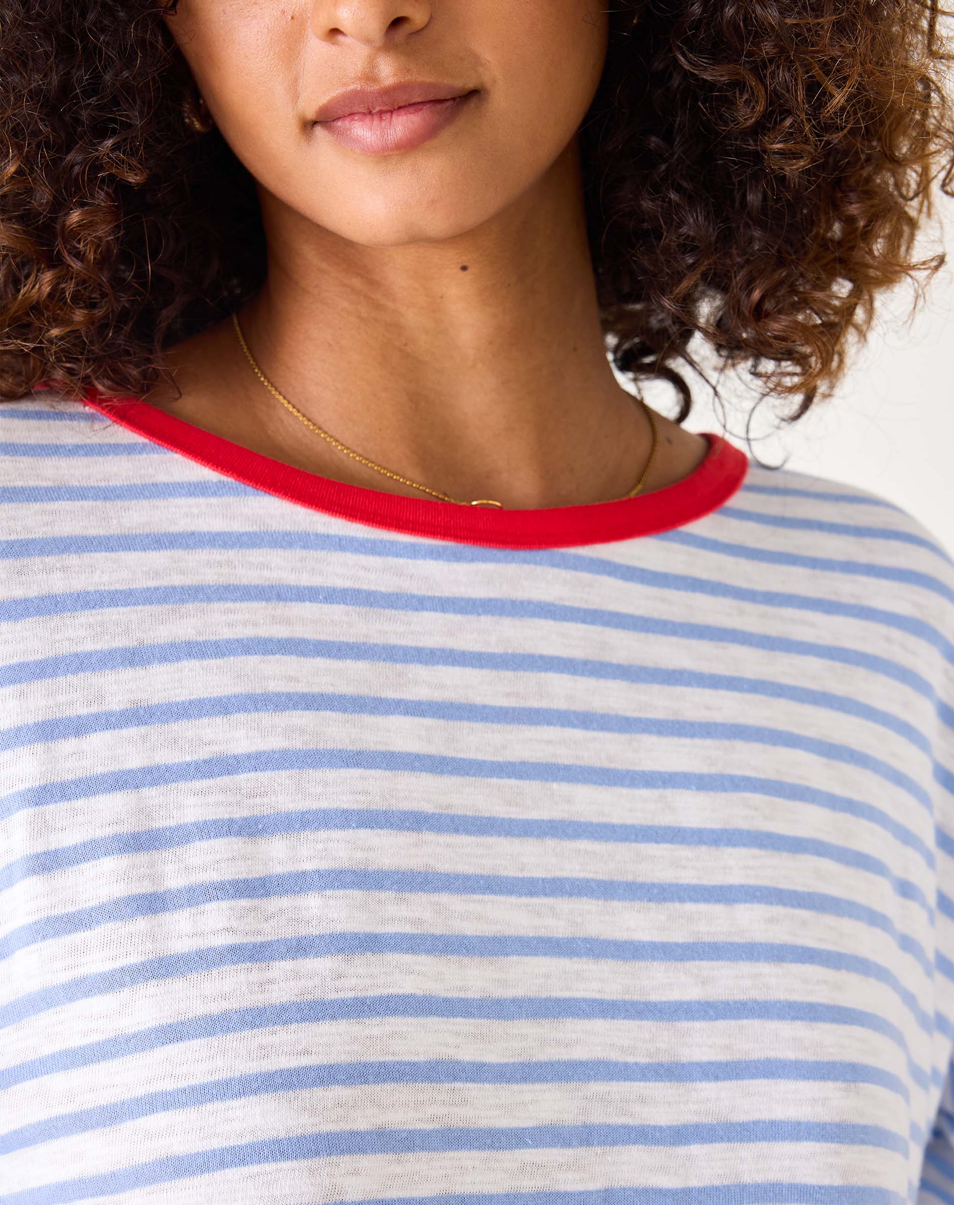 Women's Light Blue Striped One Sized Tee