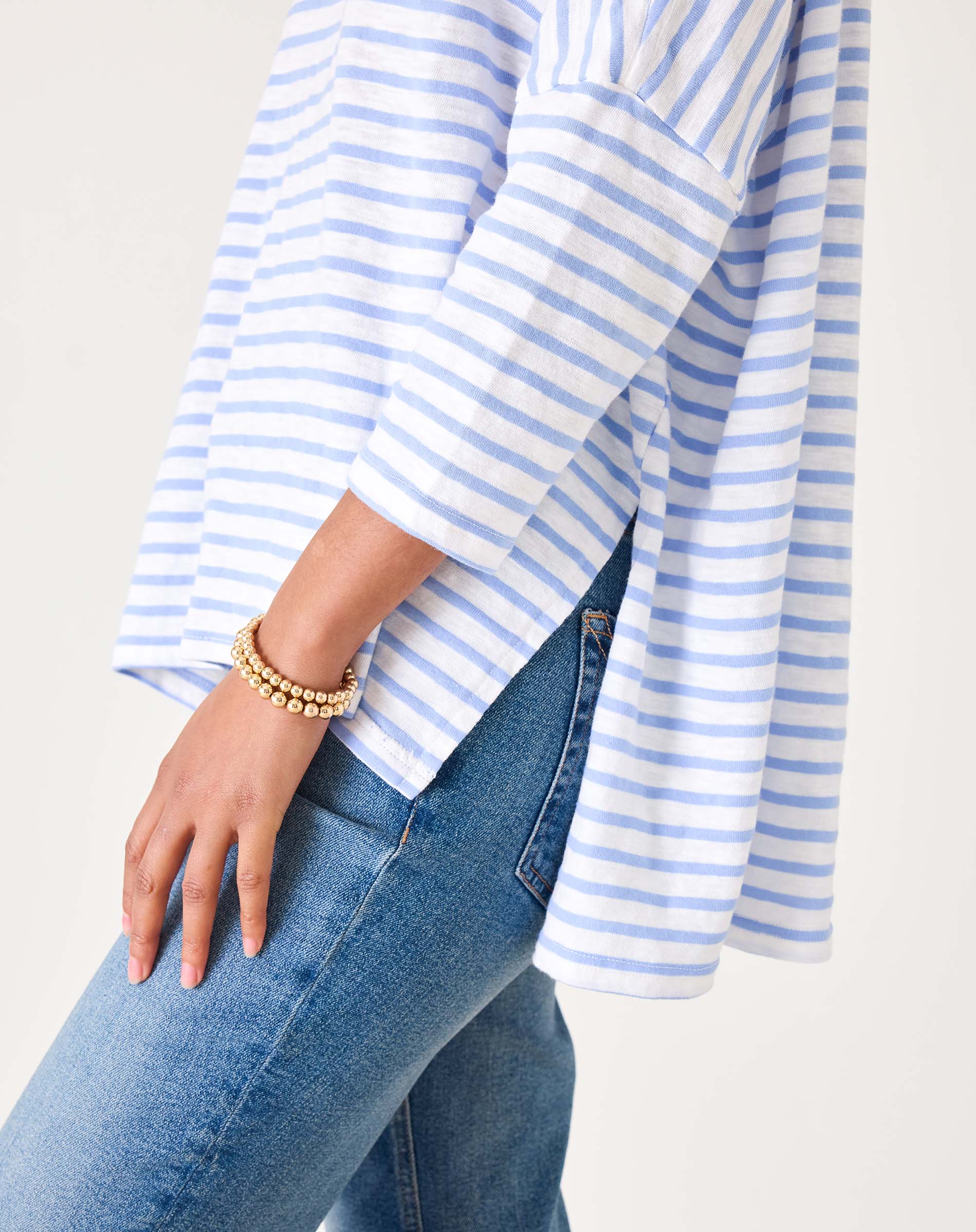 Women's Light Blue Striped One Sized Tee