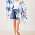 Women's Blue Striped Travel Wrap