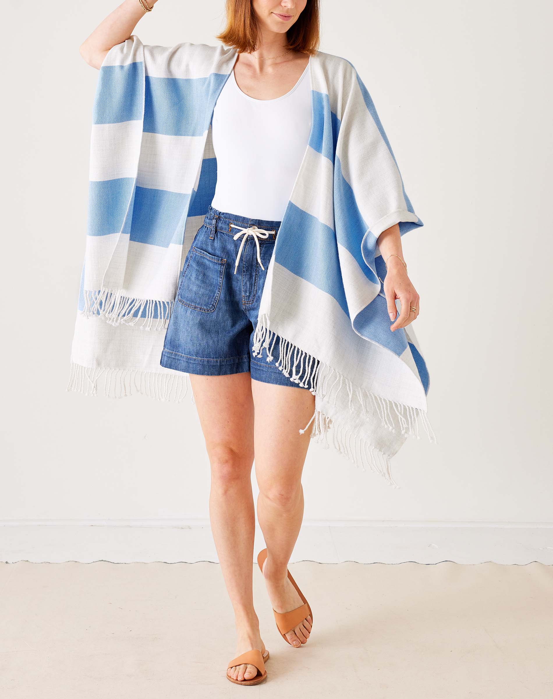 Women's Blue Striped Travel Wrap