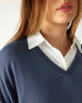 Women's One Size Vneck Knit Sweater in Blue Neck View Details