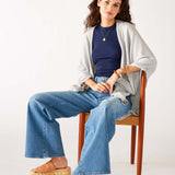 Women's Blue Wash Relaxed Wide Leg Front View Sitting