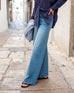 Women's Blue Wash Relaxed Wide Leg Front View Travel Destination Look