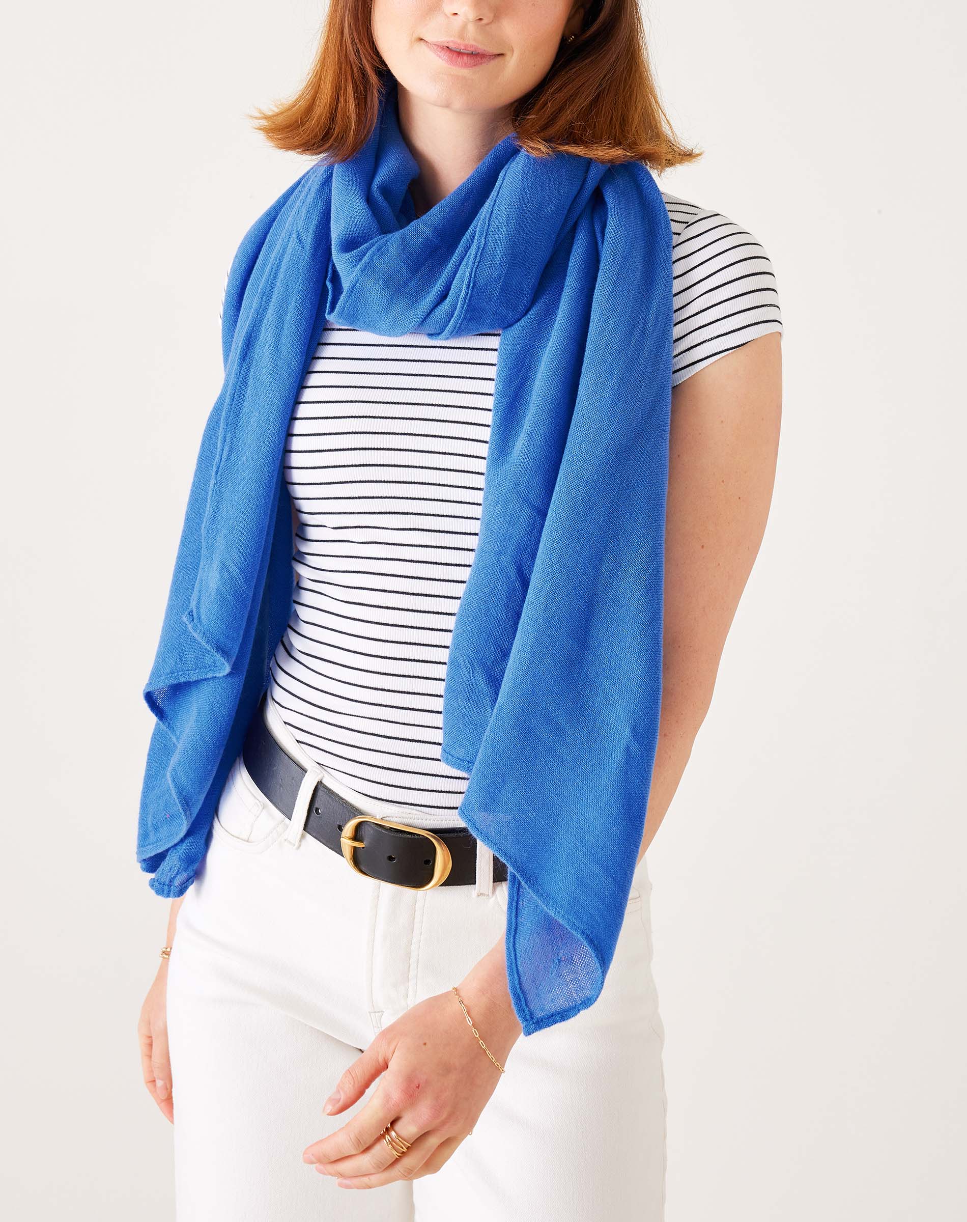 Women's Blue Lightweight Travel Wrap and Scarf