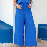 Women's Bright Blue Palazzo Drawstring Pant
