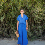 Women's Bright Blue Palazzo Drawstring Pant