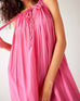 Women's Bright Pink Loose Fit Pullover Maxi Dress Close-up Front View of Neckline Detail