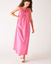 Women's Bright Pink Loose Fit Pullover Maxi Dress Full Body Front View Walking