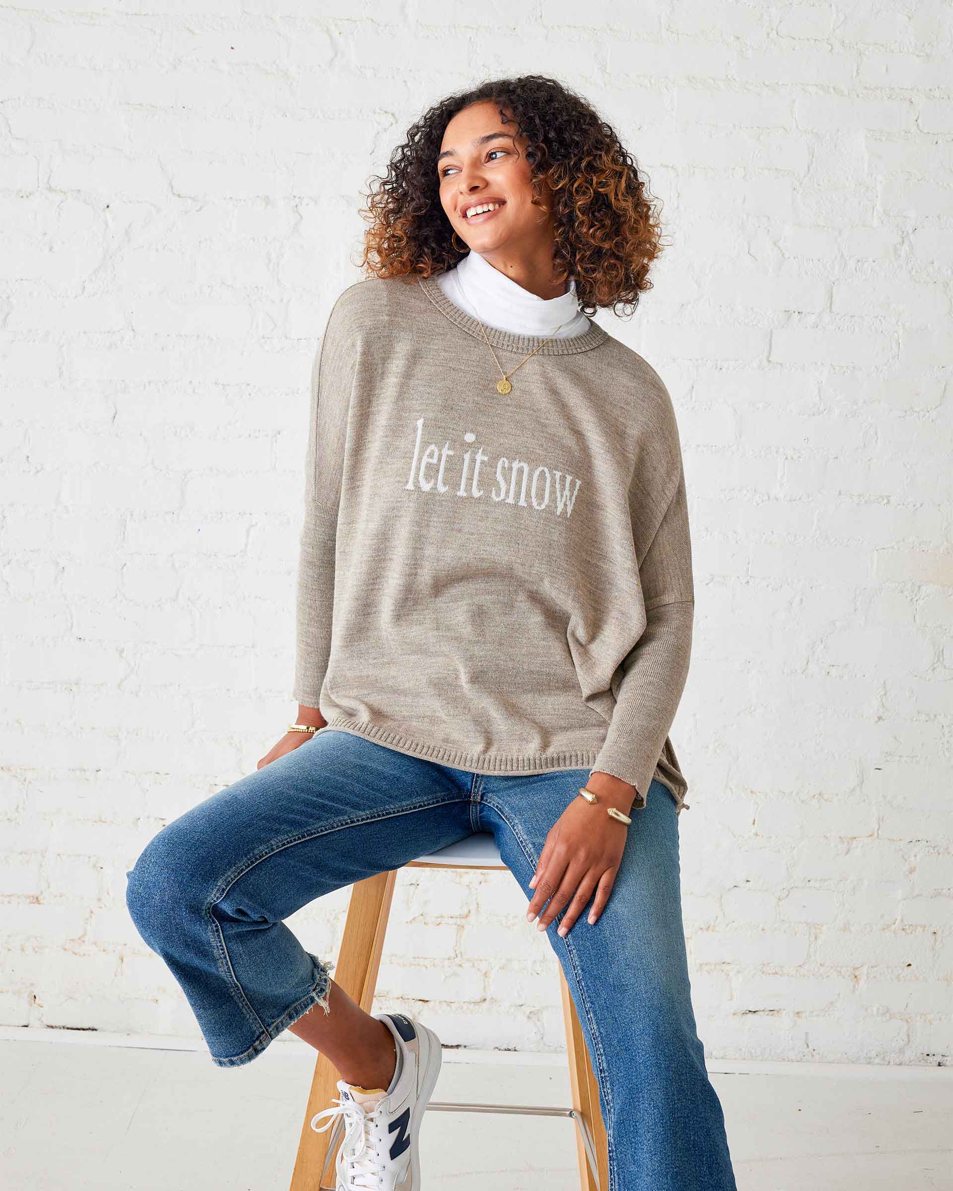 Women's Brown Oversized Holiday Sweater