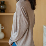 Women's Light Brown Lightweight Sweater One Size Side View Detail