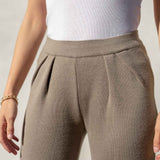 Women's Brown Pleated Knit Pant Fall Style