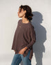 Women's Brown Slub Tee One Size Side Slits