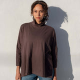 Women's Brown Turtleneck Tee One Size