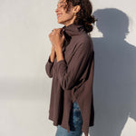 Women's Brown Turtleneck Tee One Size