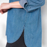 Women's Chambray Button Up Long Sleeve Top Oversized