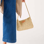 Women's Chambray Lined Natural Straw and Women's Chambray Lined Natural Straw and Women's Chambray Lined Natural Straw and Chocheted Sun Chaser Clutch Bag with Liner and Interior Pocket Back View Sun Chaser Clutch Bag with Liner and Interior Pocket Back View Sun Chaser Clutch Bag with Liner and Interior Pocket Back View