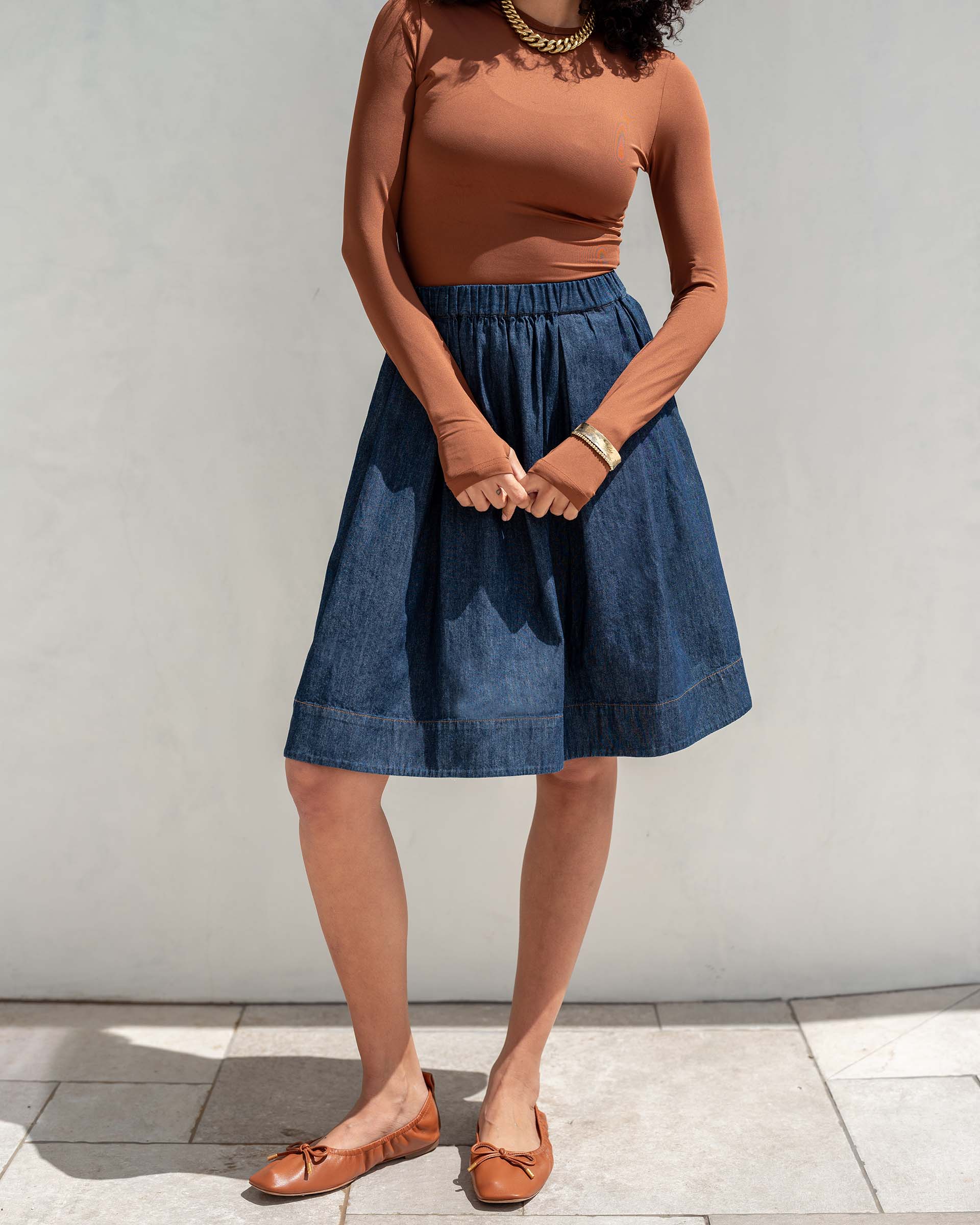 Women's Chambray Skirt Fall Fashion