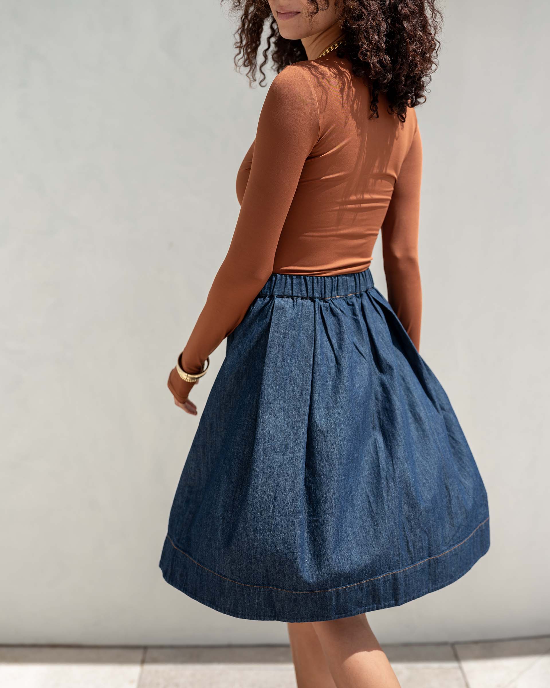 Women's Chambray Skirt Fall Fashion