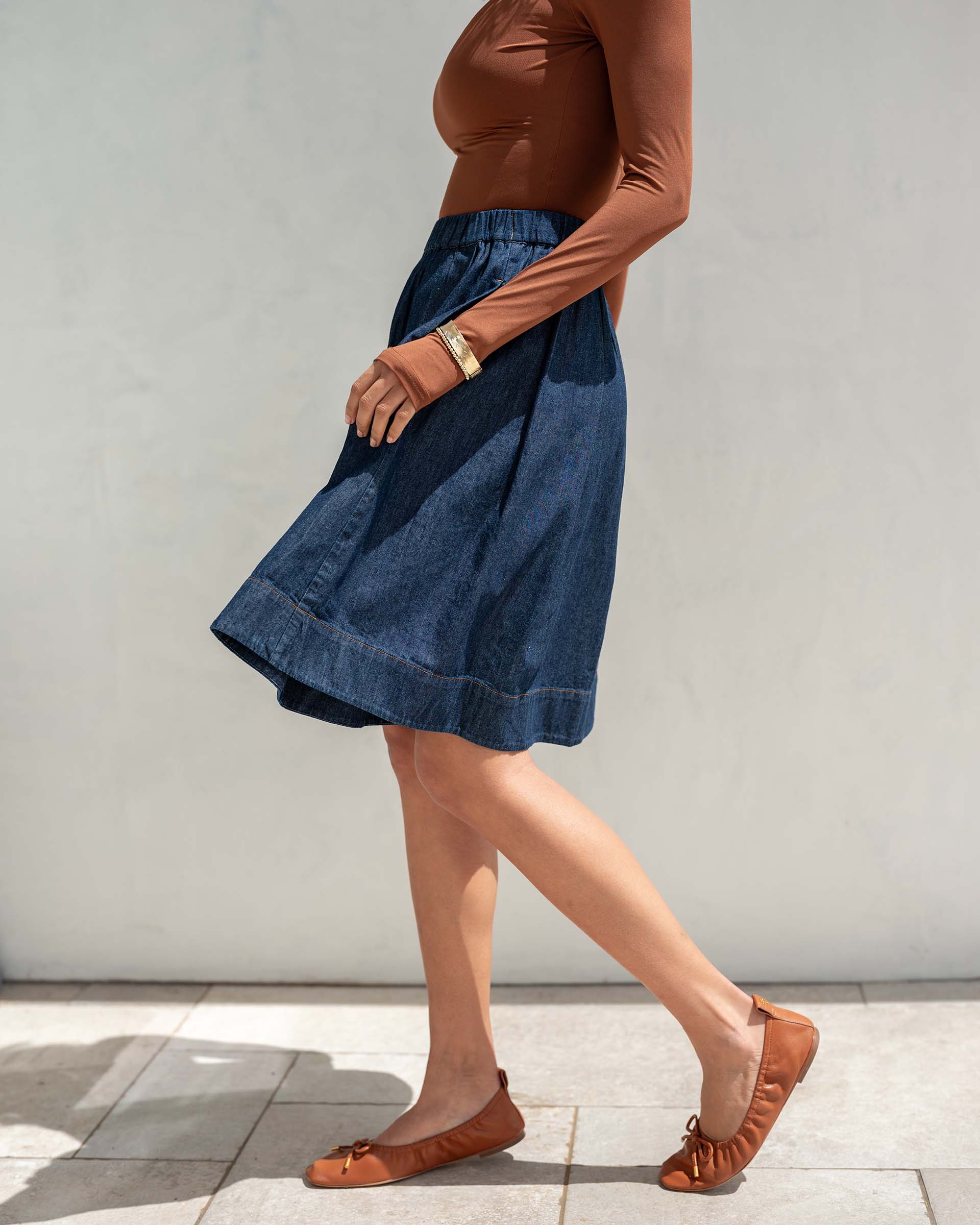 Women's Chambray Skirt Fall Fashion