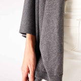 Women's Charcoal Grey Heathered Cashmere Lightweight Travel Wrap Close-up Trim Detail