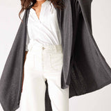 Women's Charcoal Grey Heathered Cashmere Lightweight Travel Wrap Flowing Front View