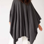 Women's Charcoal Grey Heathered Cashmere Lightweight Travel Wrap Rear View