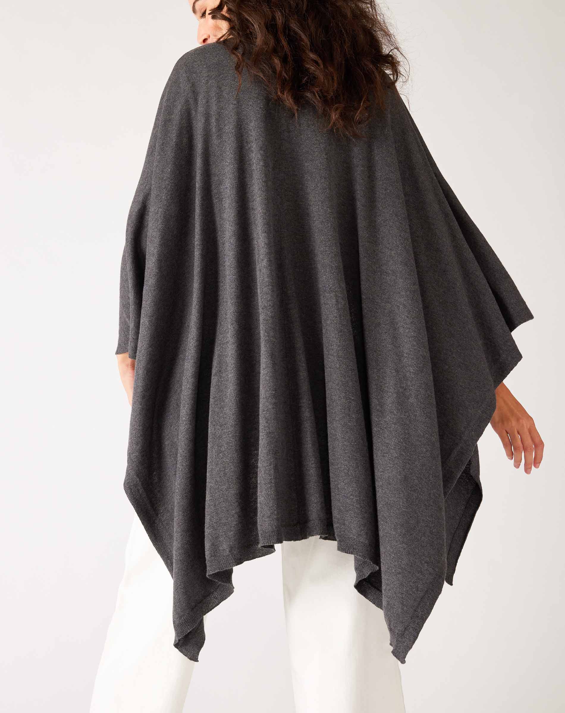 Women's Charcoal Grey Heathered Cashmere Lightweight Travel Wrap Rear View