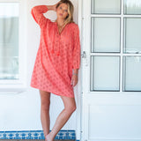 Women's Coral Eyelet Mini Coverup Dress