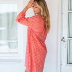 Women's Coral Eyelet Mini Coverup Dress
