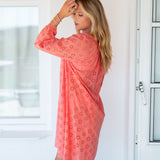 Women's Coral Eyelet Mini Coverup Dress