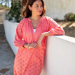 Women's Coral Eyelet Mini Coverup Dress