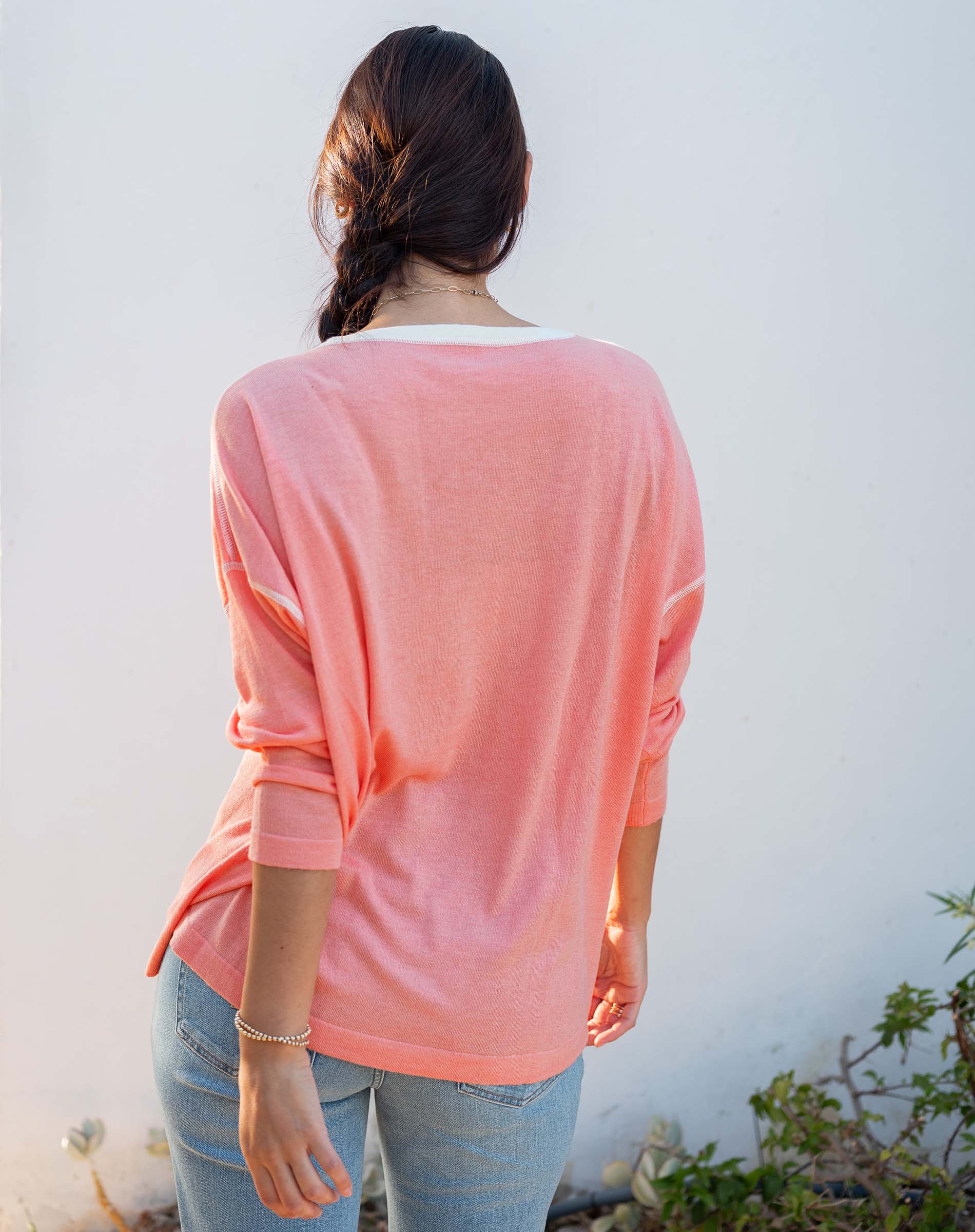 Women's Coral Pink Oversized Pullover