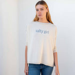 Women's Tan Oversized Sweater with Salty Girl Motto