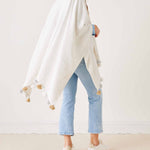 Women's Off White Travel Wrap with Tassels Perfect for Layering