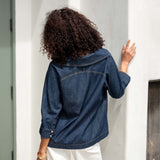 Women's Dark Wash Quarter Sleeve Chambray Top