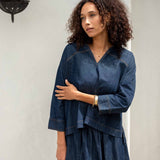 Women's Dark Wash Quarter Sleeve Chambray Top