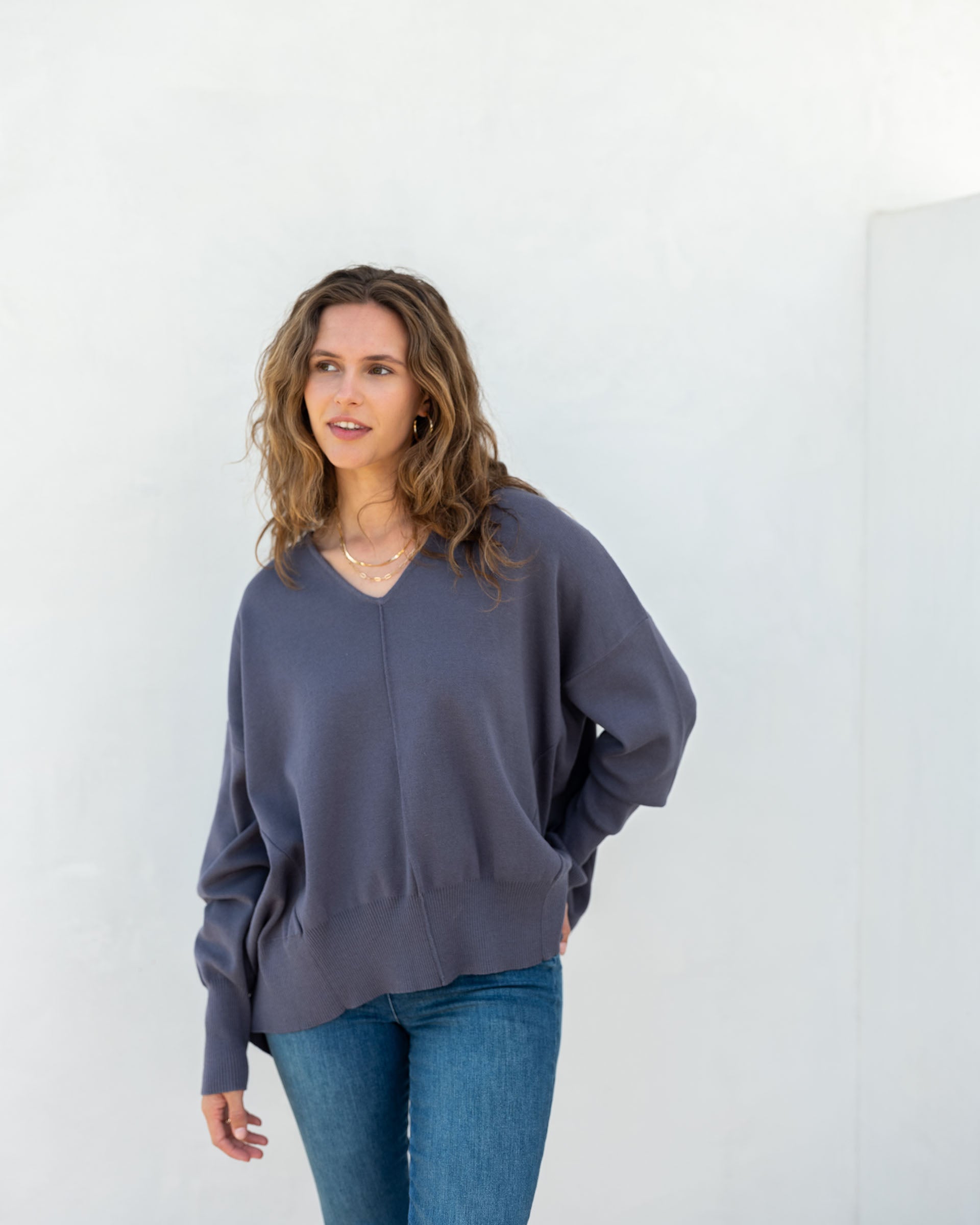 Women's Dark Blue Lightweight Sweater